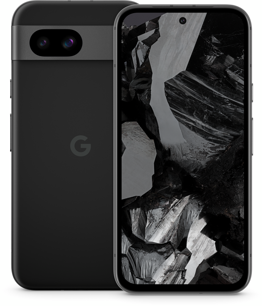 Google Pixel 8a front and back obsidian