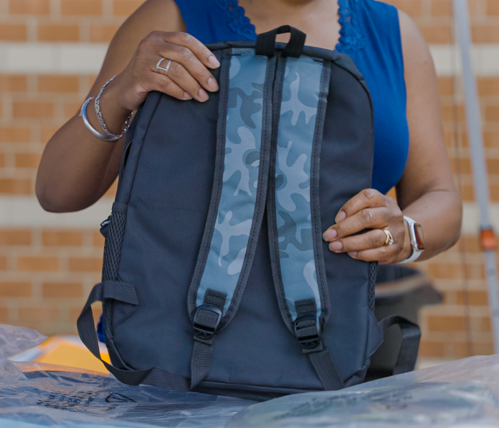 Backpack giveaway slider