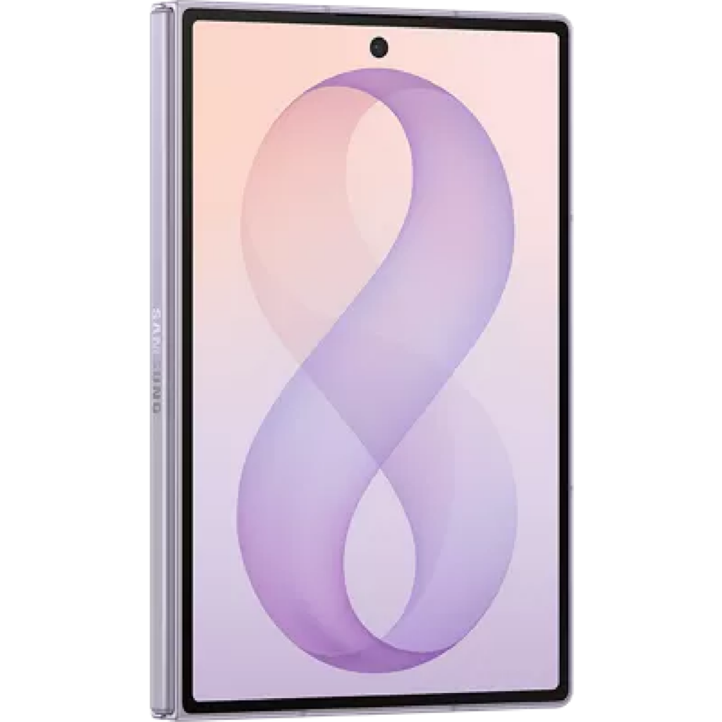 Smartphone displaying a lavender awareness ribbon on its screen.
