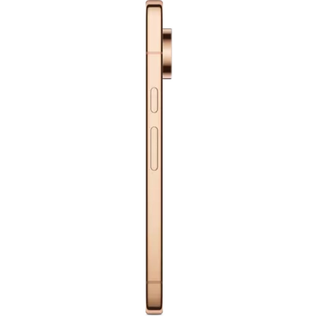 Side view of a rose-gold smartphone with two rounded volume buttons on its right edge.